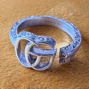 GUCCI GG Marmont Key Sterling Silver Ring, Size 17